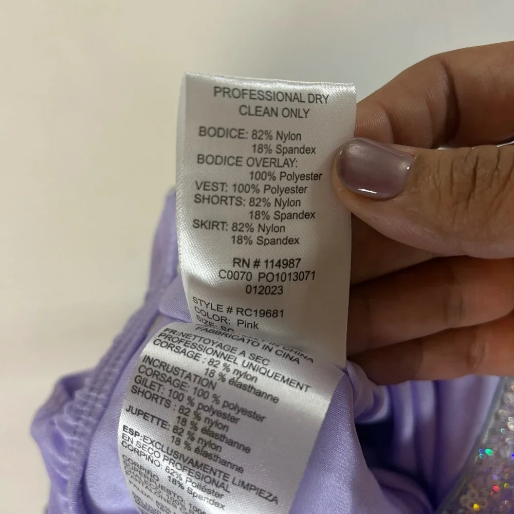 Revolution Dancewear Girls Sequin Holographic Dance Costume Leotard Purple SC